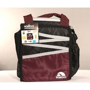 Igloo Cooler Tote Lunch Bag Red Black Cherry 9 can Antimicrobial liner NEW w/tag